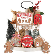 Gingerbread Man Tiered Tray Decor Christmas Theme 12pcs