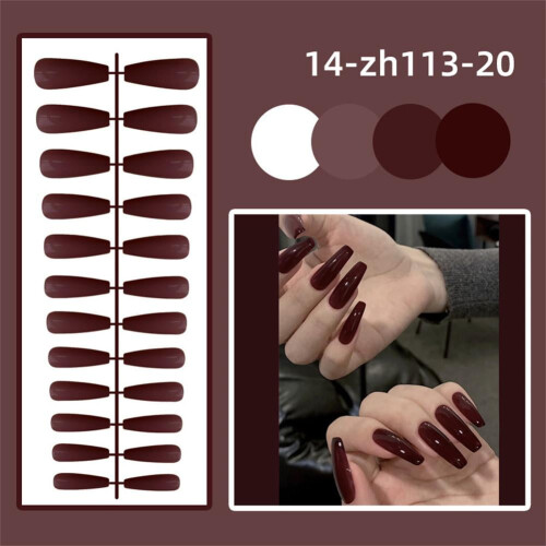 RUOYING Glossy Press-On Nails Long Square 24 pcs