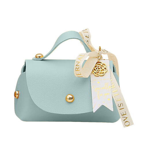 Faux Leather Handbag-Shaped Gift Bag with Ribbon Bow Handle