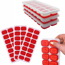 Silicone Ice Cube Tray BPA Free 42-Cube Reusable Set of 3