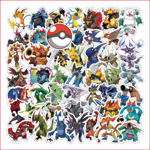 Pokemon vinyl stickers waterproof 50 pcs