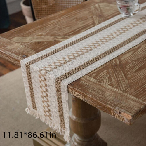 Cotton linen table runner farmhouse style 5 sizes
