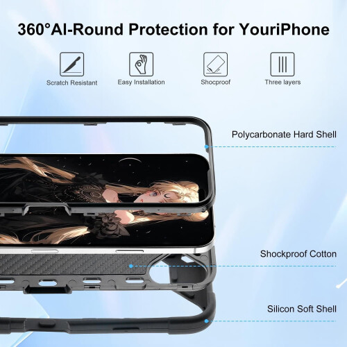 Θήκη iPhone 16 6,1 ιντσών με βάση στήριξης δαχτυλιδιού, στιβαρή 2