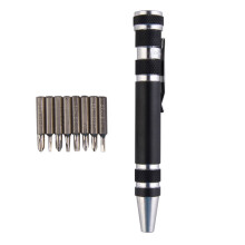 Precision screwdriver pen with 8 Torx and slotted bits
