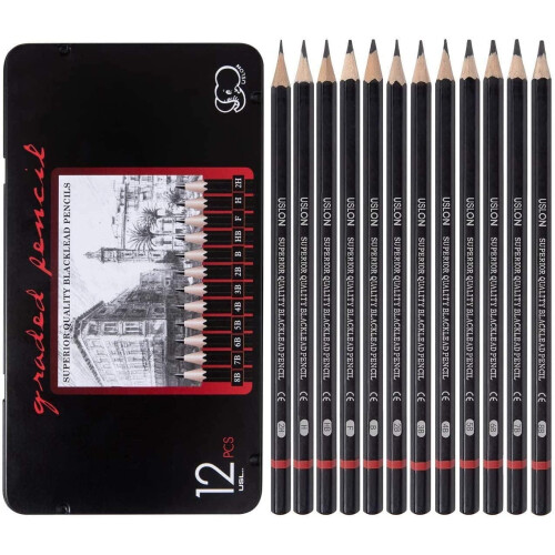 Drawing pencil set 2H to 8B 12 pieces