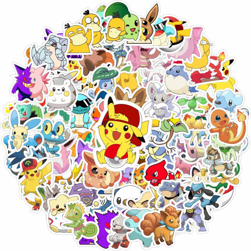 Pokemon vinyl stickers waterproof 100 pcs