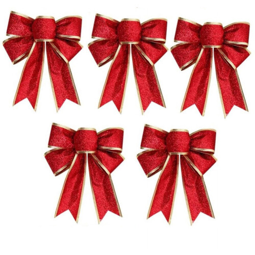 Waterdichte kerststrikken van rood fluweel, 10 stuks 1