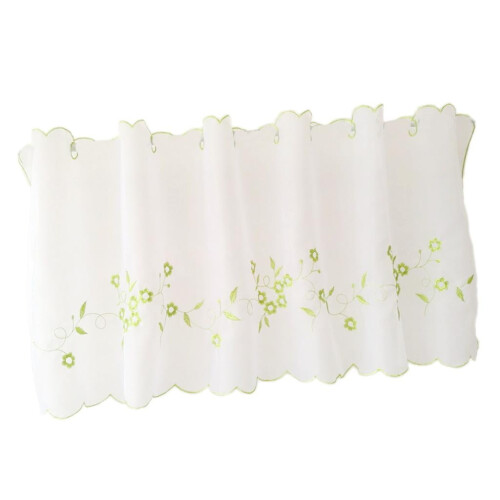 Embroidered kitchen window tiers eyelet valance 30x120cm