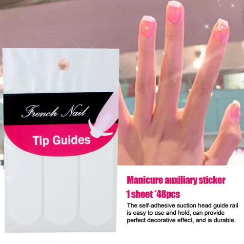 French Manicure Nail Tips Guide Stickers 48 pcs