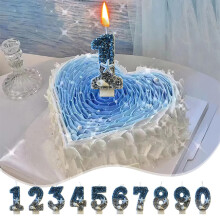 White Sea Star Birthday Candle with Blue Sequins 12pcs