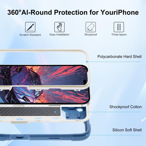 Θήκη iPhone16 6,1 ιντσών με βάση στήριξης και στρατιωτική ποιότητα 2