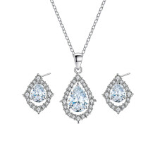 Women's copper-plated zircon earring and necklace set