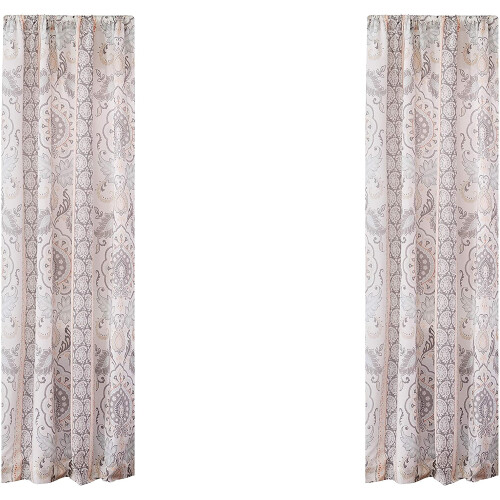 Πάνελ παραθύρων Levtex Darcy σε γκρι χρώμα paisley ροζ μπλε λευκό 1