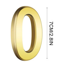 Gold Modern House Numbers 0-9 Self-Adhesive Metal 3 Inch