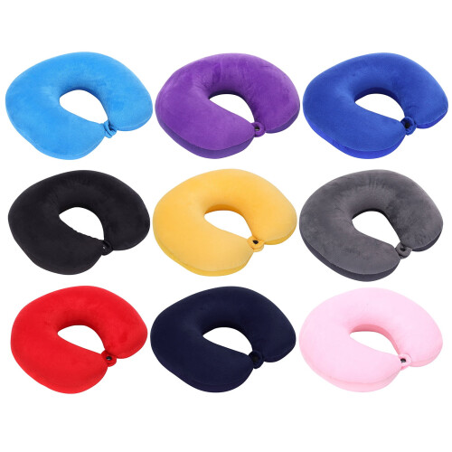 Memory Foam Travel Neck Pillow Purple Adjustable Washable