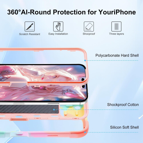Θήκη iPhone16 6,1 ιντσών με βάση στήριξης δαχτυλιδιού, ανθεκτική στρατιωτική 2