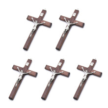 Wooden Christ Jesus Crucifix Pendant 5pcs