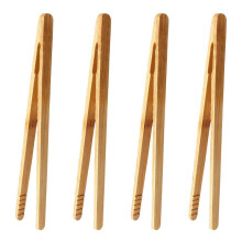 Bamboo Toaster Tongs Reusable 4-Piece