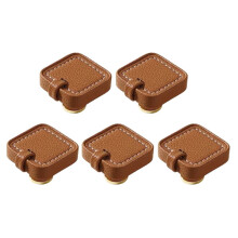 SUNFEX brown leather drawer pulls round 5 pack