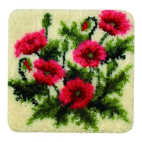 Latch Hook Kit for Carpet Embroidery with Tools Red Bouquet