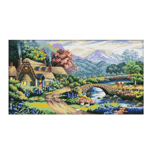 Embroidery cloth country landscape stamped 11CT