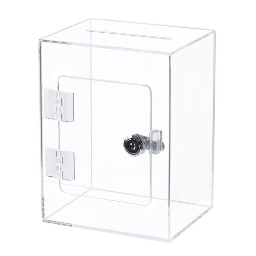 Acrylic ballot box with lock and key 1 piece