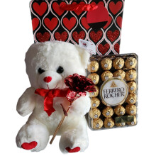 Rocher Valentine's Gift Bundle Hazelnut Chocolates Teddy