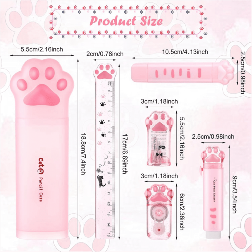 Ensemble de papeterie Kawaii Chat 6 pièces 1