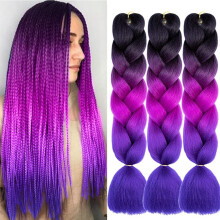 SUGARMOM ombre blue braiding hair 24 inch 3 packs