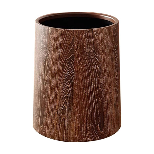 Retro wood grain garbage bin flip style brown