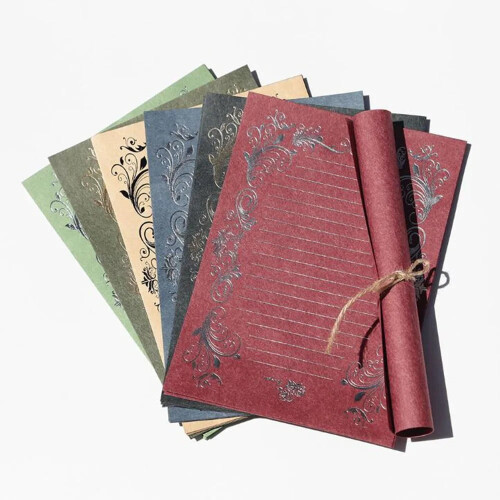 Bloco de papel para cartas estilo vintage, verde, 4 folhas 1