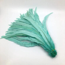 Rooster Tail Feathers Beige Mint Green 50 pcs 25-45 cm