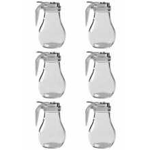 6X Syrup Dispenser, No Drip Glass Syrup Bottle for Maple Syrup, Honey Dispenser, Dishwasher Safe Glass Syrup Container