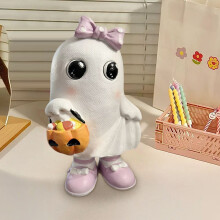 Girl ghost Halloween decoration statue with purple shoes