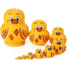 Wooden Yellow Duck Nesting Dolls Set 10 pcs