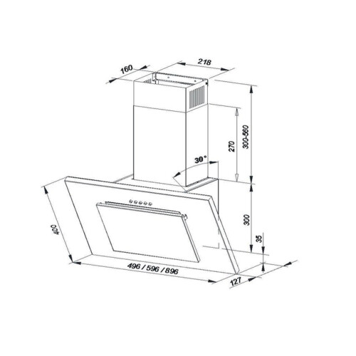 Wall-mounted canopy MAAN Vertical P 2 60 310 m3/h, Satin 1