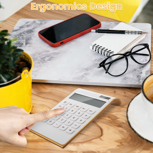 Λεπτή αριθμομηχανή διπλής τροφοδοσίας, 10ψήφια λευκή οθόνη LCD 2