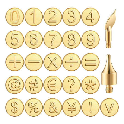 Wood Burning Tip Set with Numbers and Symbols