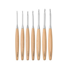Wood Crochet Hooks Set Ergonomic Handle 7 pcs 3.0-6.0mm