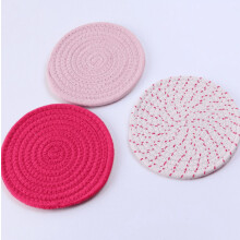 Cotton rope braided insulation placemat set of 3 pink
