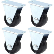 Rubber Caster Wheels Heavy Duty Rigid 1 Inch 4 Pack