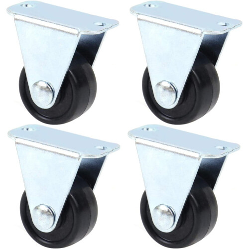 Rubber Caster Wheels Heavy Duty Rigid 1 Inch 4 Pack