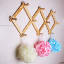 Bamboo wall rack with 10 hooks for hats and accessories