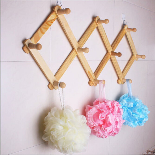 Bamboo wall rack with 10 hooks for hats and accessories