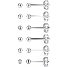 Silver Ball Stud Earrings 3mm Hypoallergenic Stainless