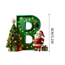 Green Personalized Christmas Initial Ornaments 26 pcs