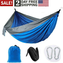 MDHAND nylon portable camping hammock blue gray