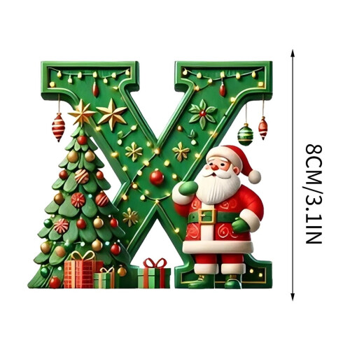Green Personalized Christmas Ornament with Santa Tree