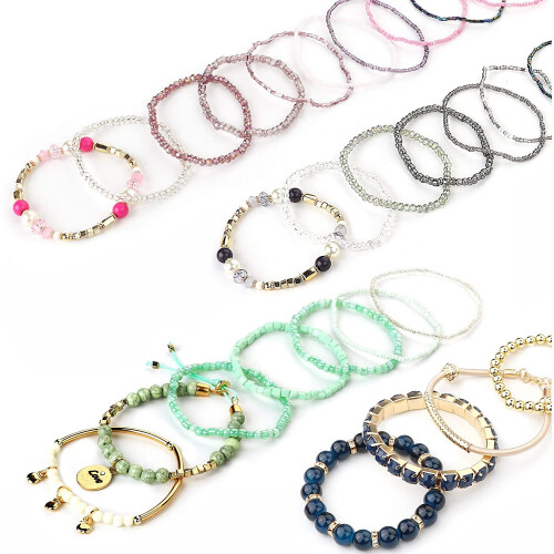 Bohemian stackable bead bracelets for women 6-piece stretch 2