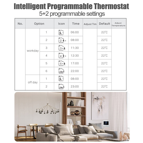Smart väggtermostat med NTC-sensor LCD-pekskärm 2